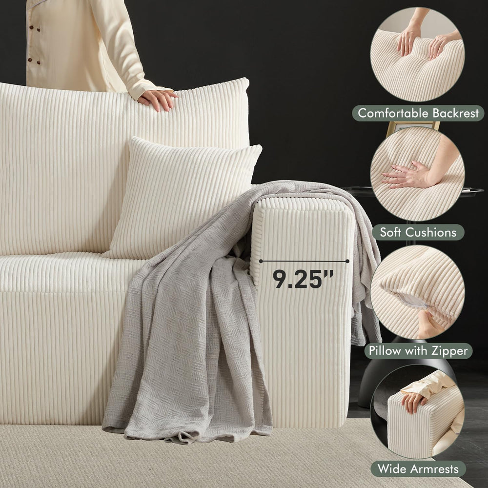 Gericco 113" Modular Sectional Couch, Cloud Sofa with Deep Seats, Uphols...