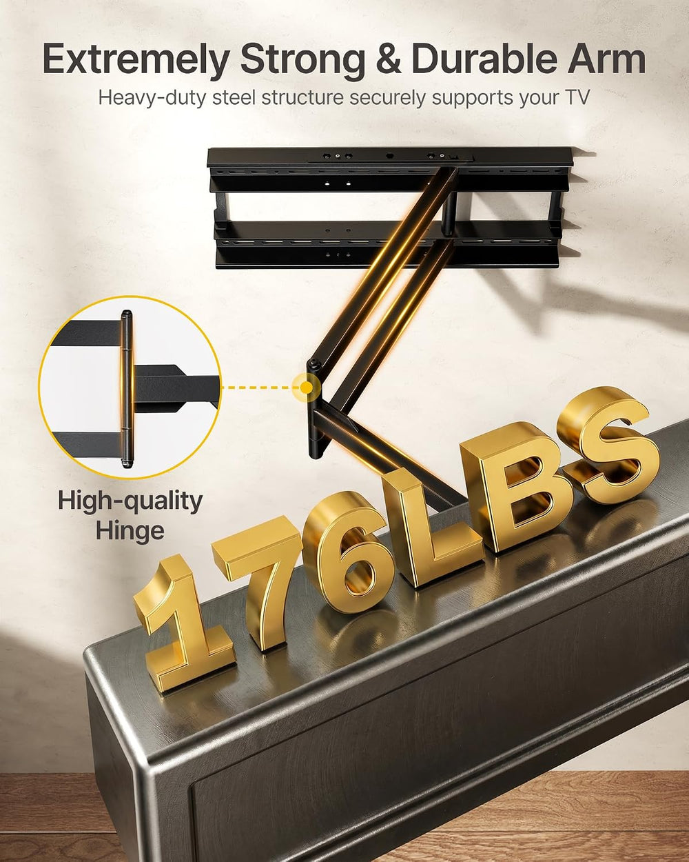 monTEK XL 40” Long Arm TV Wall Mount for 50-100 inch TVs up to 176 lbs | ±90°...