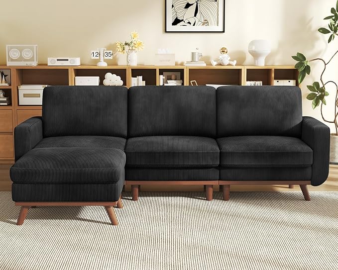 Vesgantti 97" Modular Sectional Sofa Black, L-Shaped Couch with Movable ...