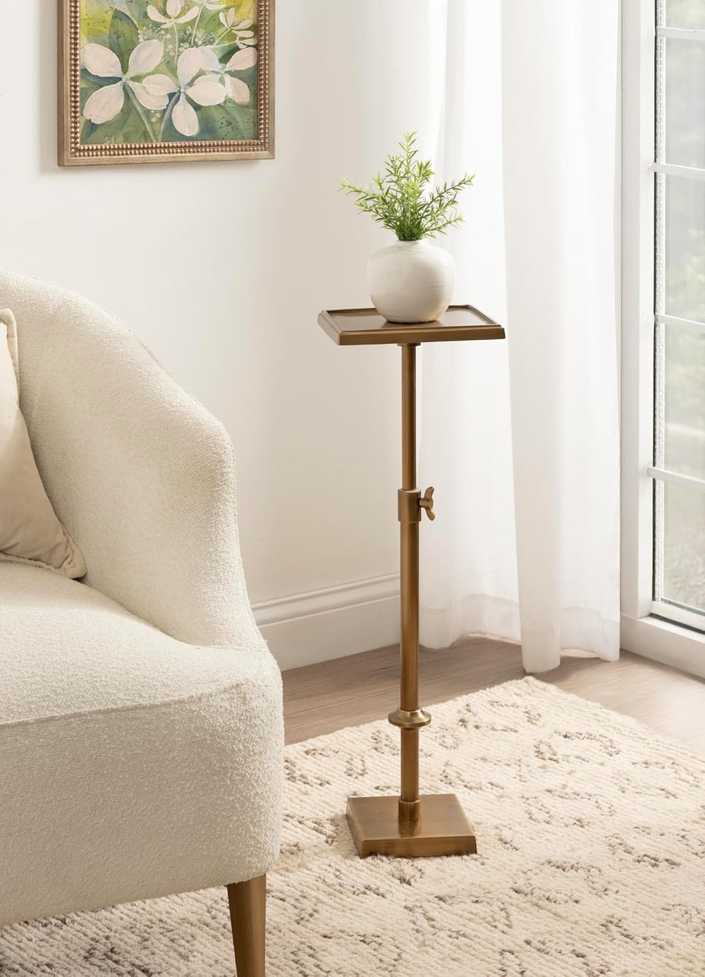 Kate and Laurel Engles Traditional Adjustable-Height Square Pedestal Drink Ta...