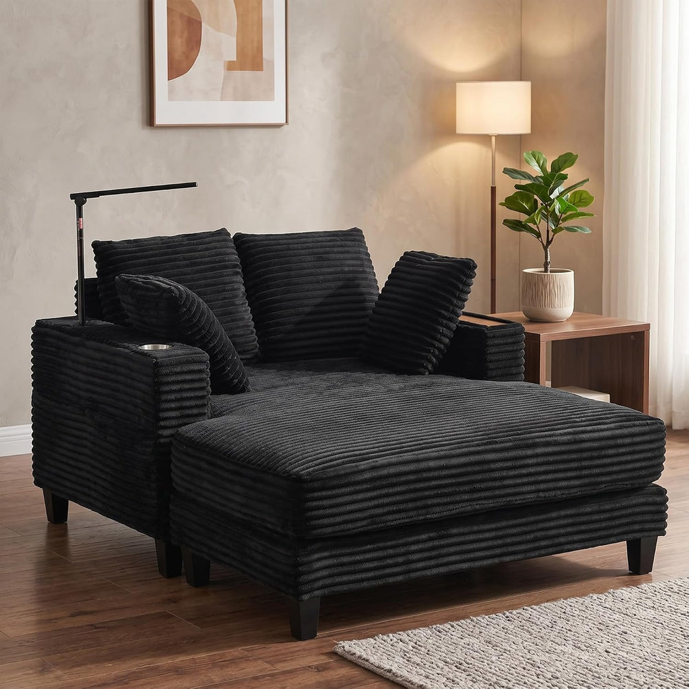 AEDI Oversized Chaise Lounge Chair with Reading Light & USB Charging,Slee...