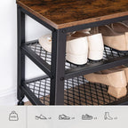 HOOBRO Hall Tree Entryway Storage Bench, Coat Rack Shoe Bench, Shoe Rack Organizer with Coat Hooks, 3-in-1 Design, Wooden Furniture with Metal Frame, Rustic Brown and Black BF17MT01