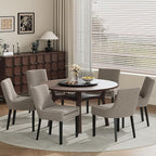 COLAMY Upholstered Dining Chairs Set of 6 with Mid Back and Wood Legs, Modern Accent Side Chairs for Living Room/Dining Room-Camel