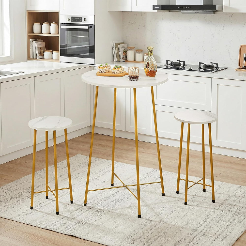 VECELO 3 Piece Pub Table and Chairs Sets Counter Height Bistro Bar Sets with ...