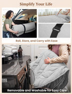 ZonLi Japanese Floor Mattress Futon Mattress Queen Size, 4" Thicken Roll Up Tatami Mat w/ 100% Cotton Washable Cover, Portable & Foldable Floor Bed Mattress for Sleeping, Dormitory, Adult Kids, Grey
