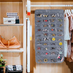 Bloss Hanging Jewelry Organizer With 80 Pockets Jewel Hanger For Jewelry Earring Storage Hanging Pocket Organizers Earring Holder Organizer for Mothers Day Gifts-Gray