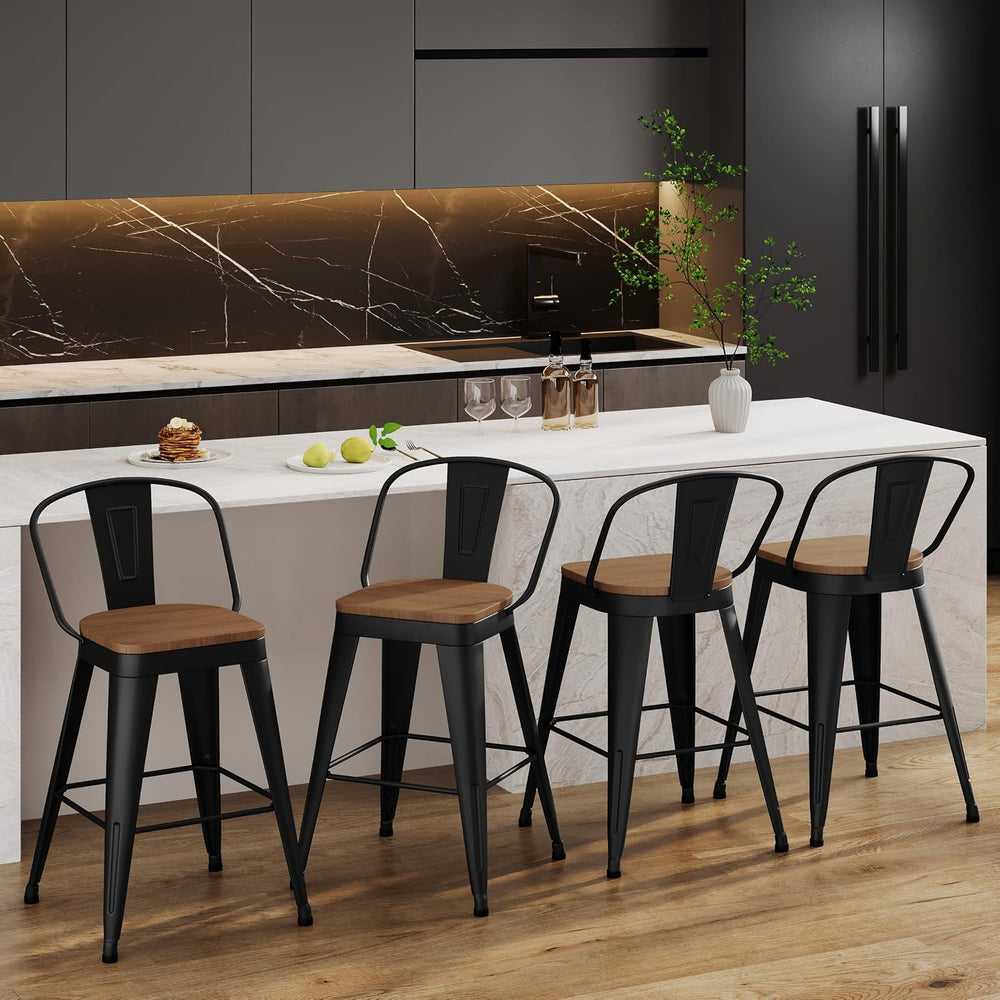 Aklaus Metal Bar Stools Set of 4,30 inch Barstools Bar Height Bar Stool with ...