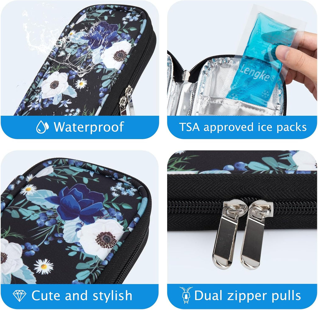 YOUSHARES Insulin Cooler Travel Case - Portable Refrigerated Medicine Case for Insulin Pen, Medication and Diabetic Supplies with 2 TSA Approved Ice Pack