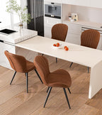 Nalupatio Dining Chairs Set of 6, Modern Dining Room Chairs Comfy Backrest Thick Upholstered Kitchen Chairs 19IN Height with Metal Legs Brown
