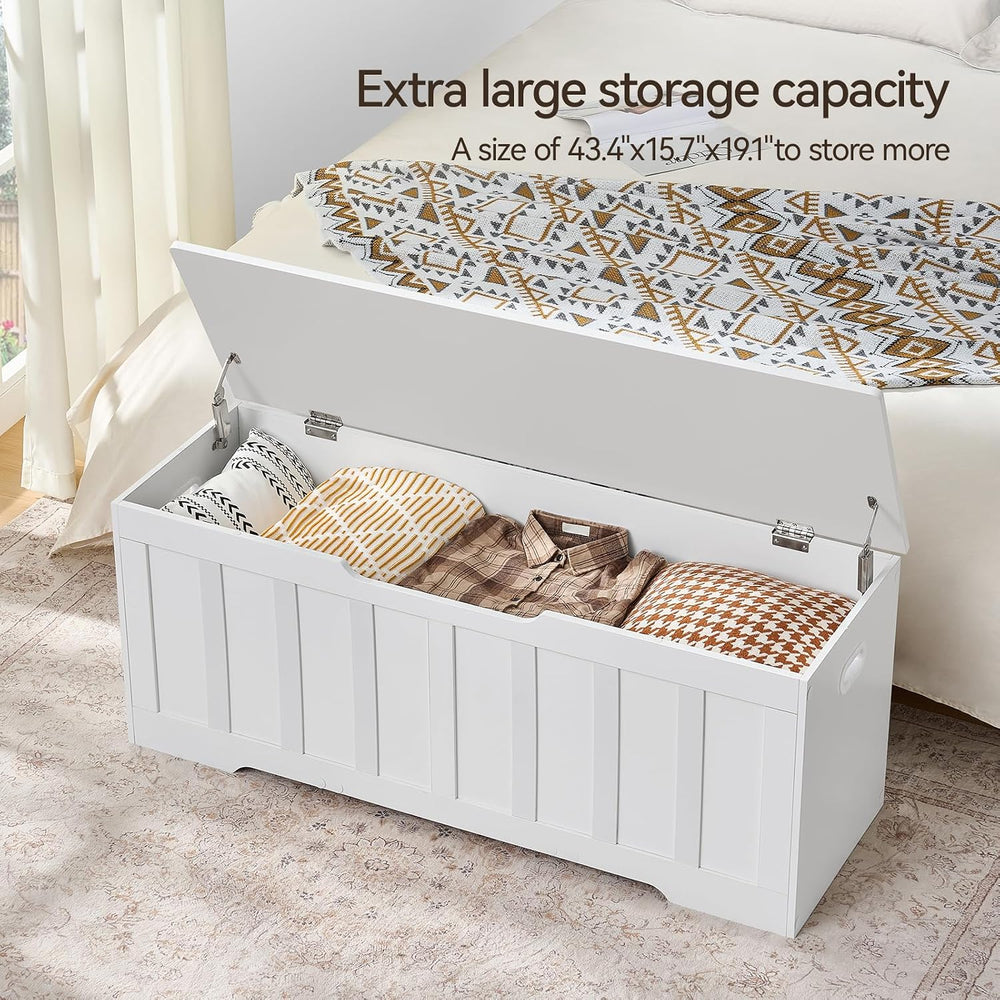 VANKILEY 47.2" Storage Chest Extra Large, Storage Bench.(White) | Wooden...