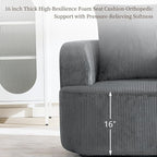 Furnimart 360° Swivel Barrel Accent Chair Set of 2, Round Upholstered Comfy Lounge Chair, Corduroy High-Resilienc Foam Single Sofa, No Assembly Wide Seat for Living Room, Bedroom, Apartment (Gray)