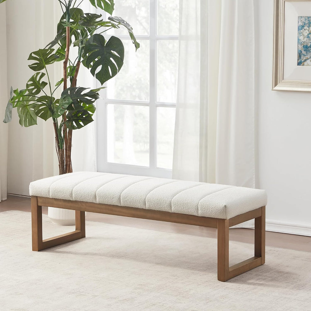 Zihanhome 52.7" Bedroom Bench for End of Bed, Modern Upholstered Teddy F...