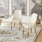 9 Piece Dining Table Chairs Set, Modern Dining Table Set of 8, Includes 59" D Marble Round Table with Beige Cylindric PU Wooden Base, 8 Beige Gold Dining Chairs for Home, Kitchen