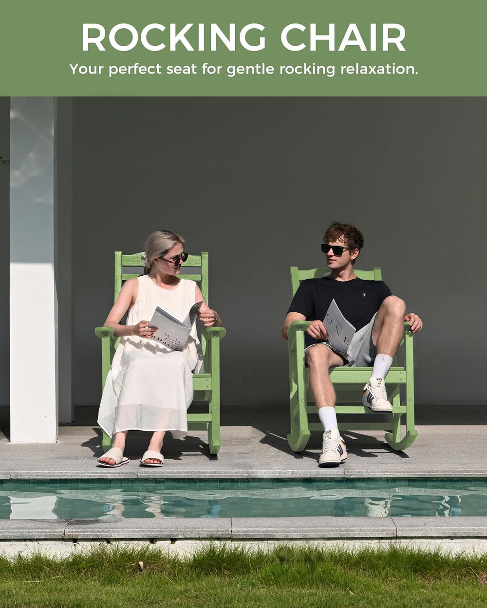 Rocking Chairs Outdoor, Oversized Patio Rocking Chair, All Weather Resistant ...