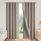Joydeco Blackout Curtains for Bedroom - 96 Inch Long 100% Light Blocking 2 Panels Set Linen Drapes, Thermal Insulated Room Darkening Curtains, Linen Textured for Living Room, Rod Pocket & Back Tabs