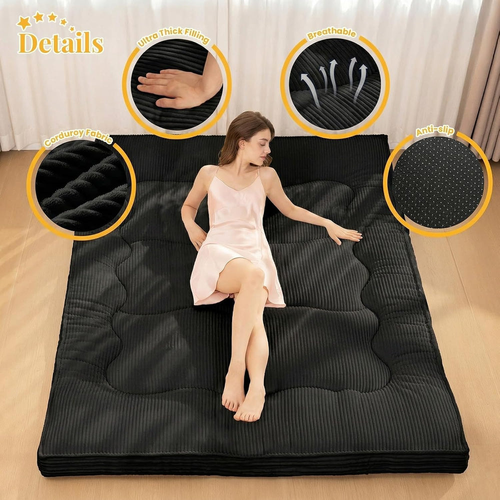 cidludto Japanese Futon Mattress Full Size Foldable, 4" Floor Mattress F...