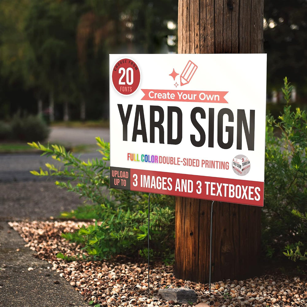 4 Pack 24x18" Double Sided Custom Yard Sign with Metal Stakes, Personali...