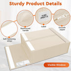 8 Pack Bed Sheet Closet Organizers and Storage,Sturdy Foldable Storage Containers with Window and Label,Storage and Organization for Bedding Sheets,Duvet Covers,Blankets (Beige)