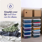 HOMZ 10-Pack Snaplock, Small Clear Plastic Storage Organizer Bins w/ Lids, 6 Quart, White - Stackable Container Boxes for Bedroom, Bathroom, Garage, and Office Organization