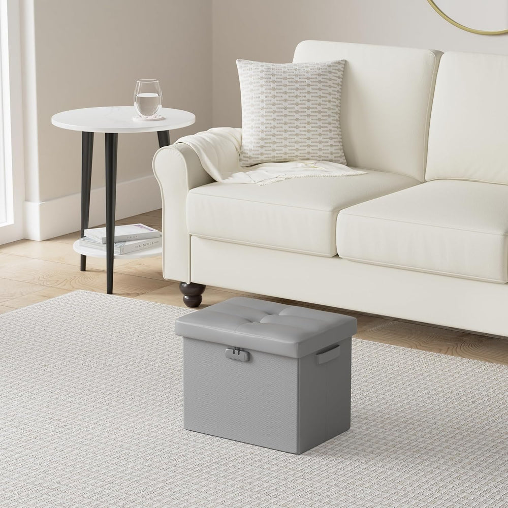 DocSafe Storage Ottoman with Lock,Fireproof Folding Ottoman Foot Rest Stool S...