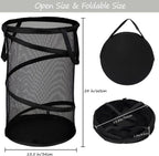 BATTOO 2 Pack Large Collapsible Laundry Basket Foldable Mesh Pop Up Hamper with Handles for Laundry Room, Bathroom, Kids Room, College Dorm, Travel, Storage Organizer Black