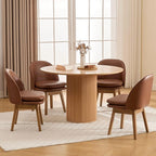 Wahson Upholstered Dining Chairs Set of 2, Modern Faux Leather Dining Room Chairs with Solid Wood Legs & Double-Padded Seat, Swivel Accent Desk Chair for Kitchen Dining Room Restaurant - Brown