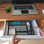 2-Pack Metal Mesh Desk Drawer Organizer Tray Set, 6-Compartment Office Drawer Organizer for Pens Supplies, 12.6"x8.27"x1.57" Black