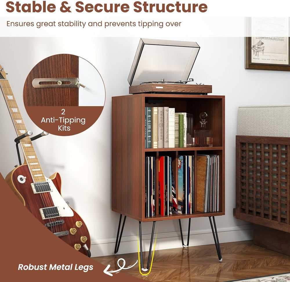 LOKO Record Player Stand with Charging Station, Turntable Stand with Vinyl St...