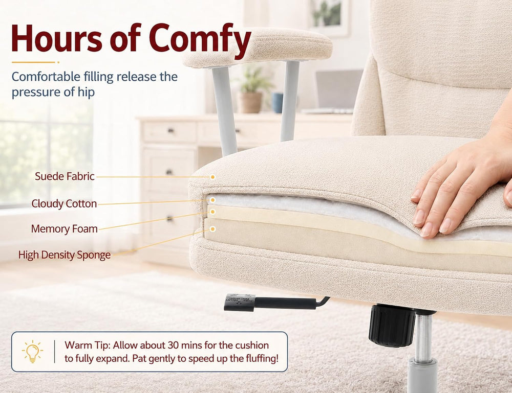 Ergonomic Office Chair, High Back Fabric Executive Chair with Thick Cushion, ...
