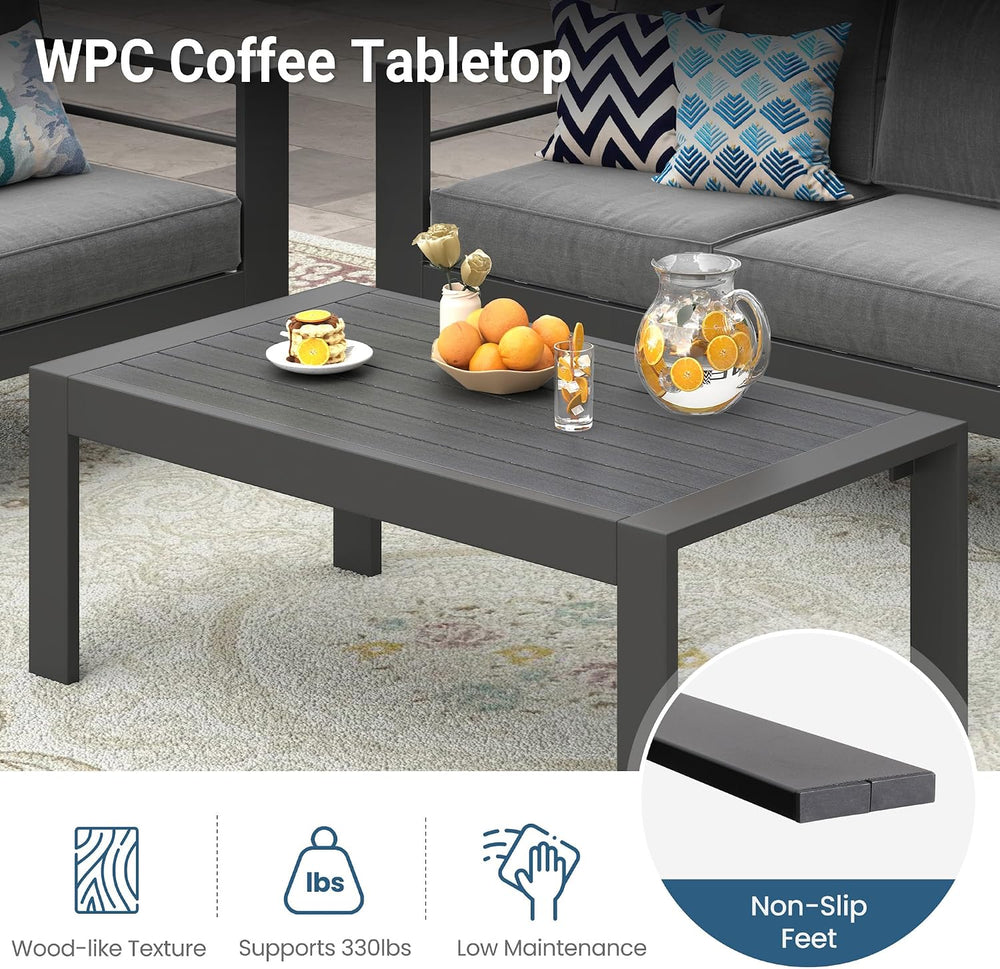 Wisteria Lane Aluminum Outdoor Patio Furniture Coffee Table, All-Weather Outd...