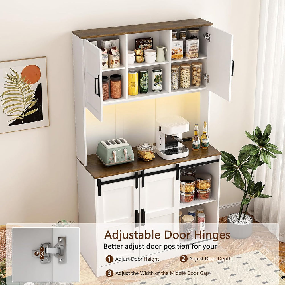 74" High Kitchen Pantry Cabinet, Large Kitchen Buffet with U+B Charging ...