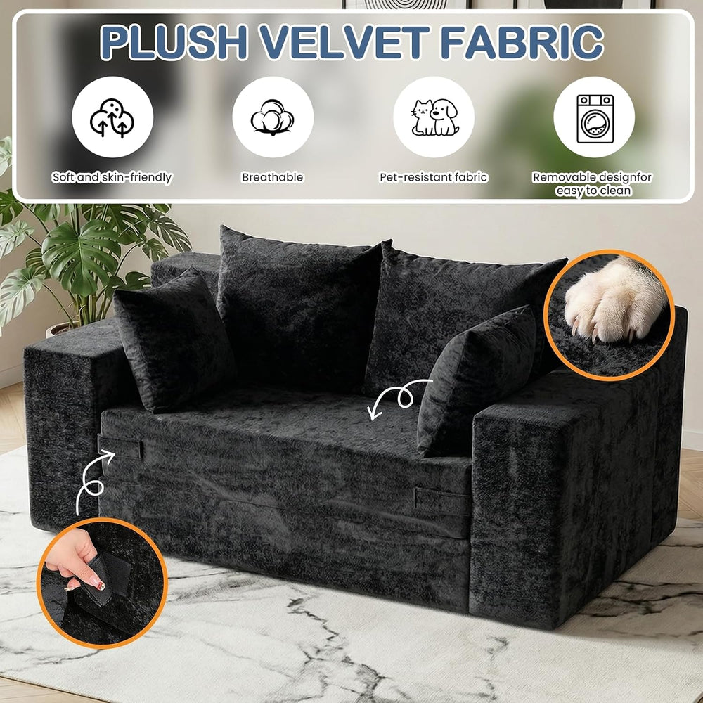 Boneless Couch Small, 3-in-1 Boneless Loveseat Sleeper Sofa Bed Convertible S...