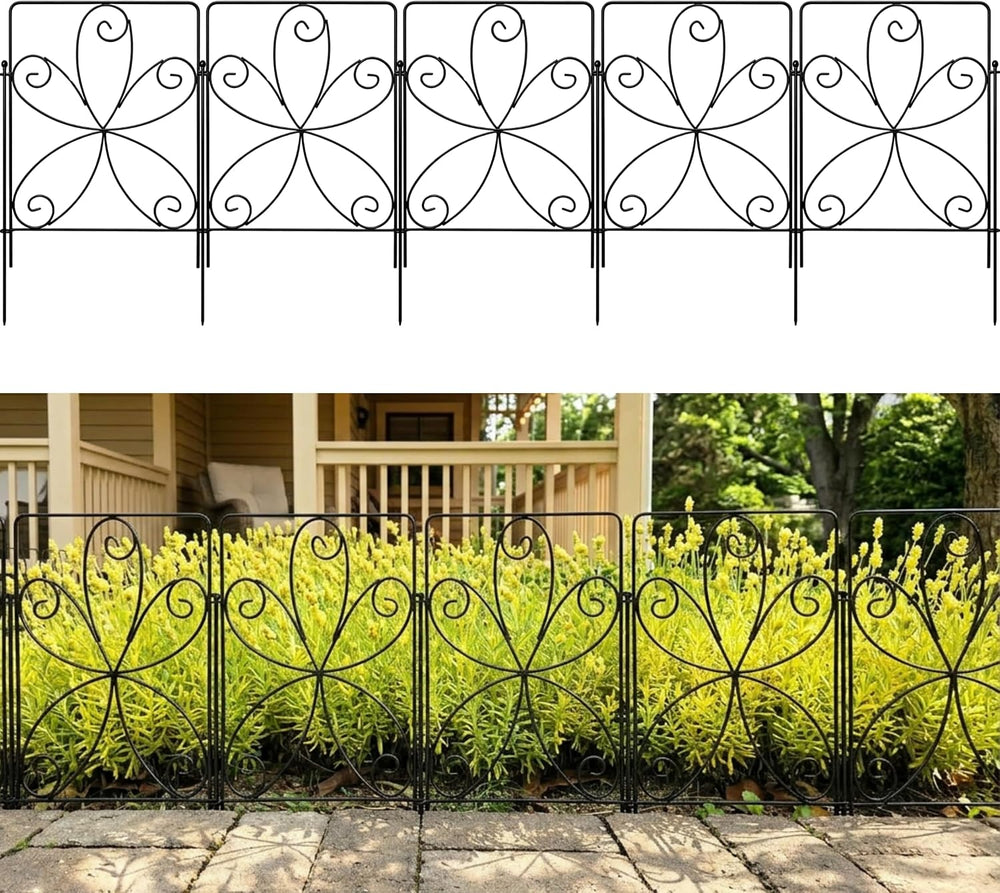 ShopLaLa Garden Fencing (10 Panels) 12.5in(L) x 16.5in(H) Rustproof Black Met...