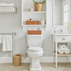 GRANNY SAYS Bathroom Toilet Organizer, Back of Toilet Storage Basket, Waterproof Storage for Shelves, 3 Section Wicker Baskets, Caramel Orange, 2-Pack