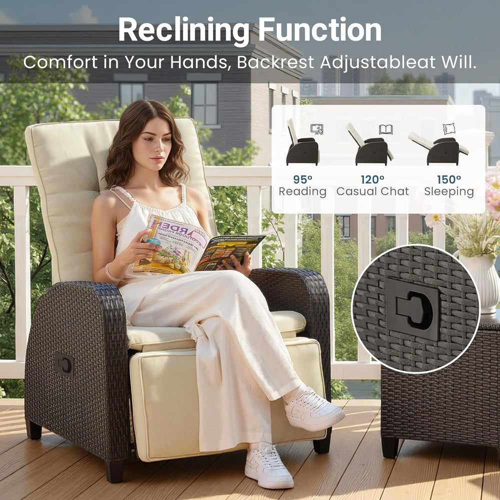 Green4ever Outdoor Patio Recliner with Adjustable Backrest and Footrest, All-...