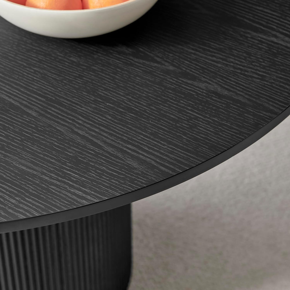 Furniturebox UK Dining Table - 'Penrose' Black 120cm 4-6 Seat Round W...