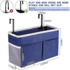 Bedside Storage Organizer 5 Pockets with 4 Hooks Hanging Storage Bag for Headboards/Bunk Bed (2Pack Dark Blue)