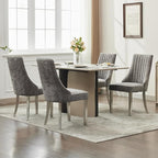 Grey Mid Century Dining Chairs Set of 8, Modern Kitchen & Dining Room Chairs Set of 8, Chenille Fabric Upholstered Kitchen Chairs for Dining Table, Sillas de Comedor, Silver Legs (Gray, 8 Pcs)