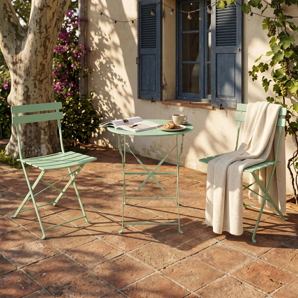 Bistro Table & Chairs Set of 2, Folding Outdoor Patio Furniture