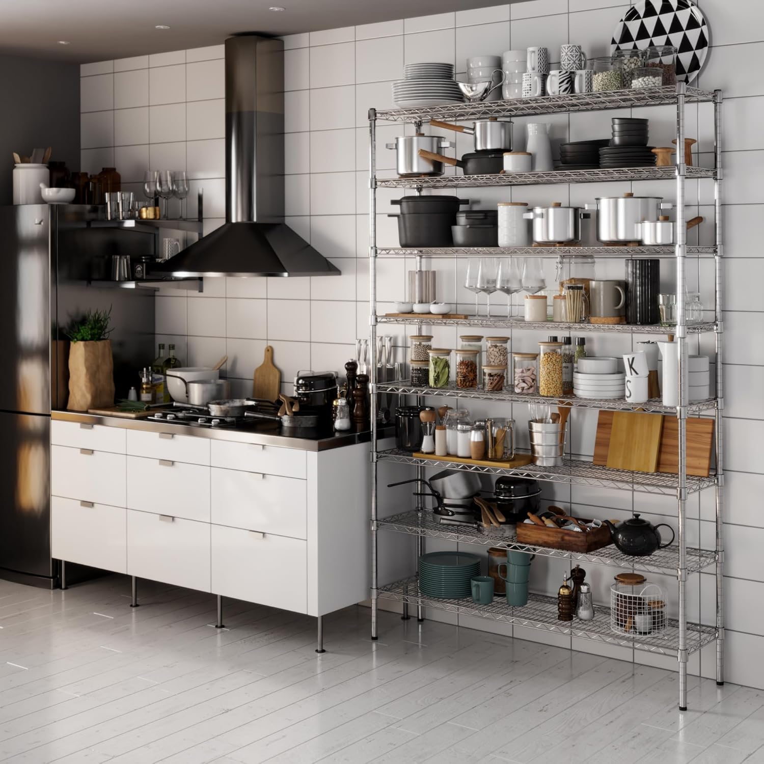 14" Deep x 54" Wide x 86" Height Wire Shelving Kit | 8-Tier | NSF Commercial Storage Rack Unit