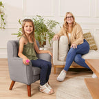 ECR4Kids Mila Sherpa Toddler Arm Chair with Removable Wooden Legs, Kids Furniture, Grey