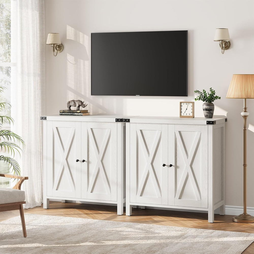 GarveeHome Small Storage Cabinet, Farmhouse Sideboard Buffet Cabinet with 2 D...