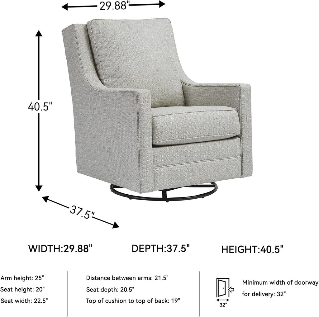 Signature Design by Ashley Kambria Contemporary Swivel Glider Nursery Accent Chair, Gray