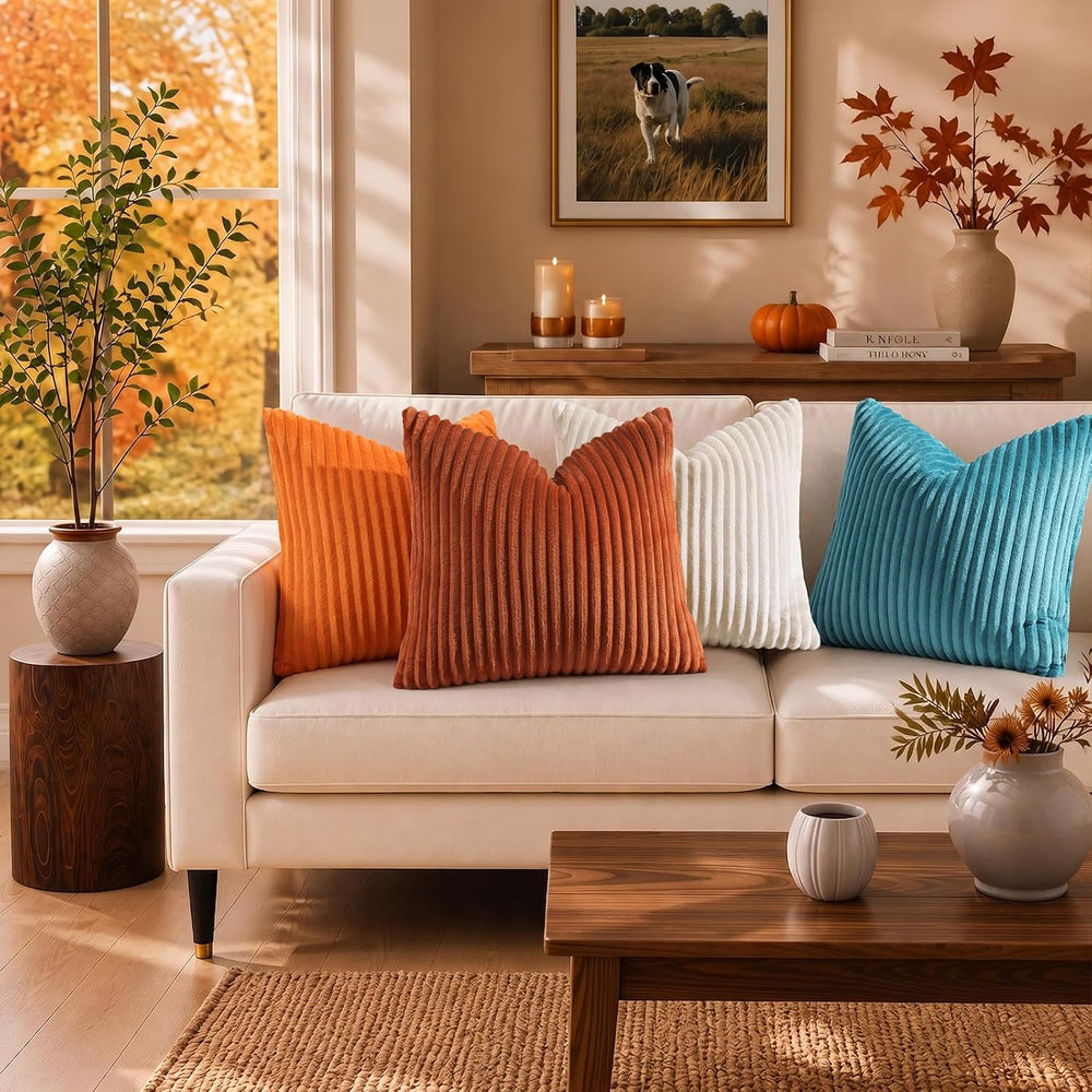Simmore Fall Soft Rust Flannel Throw Pillow Covers 22X22 Set of 2