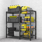 Hastatii Storage Rack Kitchen Baker's Rack - 3 Tiers 4 Baskets, Utility Coffee Bar, Air Fryer Stand with Steel Mesh Baskets