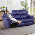Recliner Sofa Set Couches for Living Room Chair Semi PU Fabric Living Room Furniture Sets, Adjusted Loveseat Reclining Couch Furniture Sofa Set for Theater Seating, 3-Seater, Dark Blue