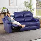 Recliner Sofa Set Couches for Living Room Chair Semi PU Fabric Living Room Furniture Sets, Adjusted Loveseat Reclining Couch Furniture Sofa Set for Theater Seating, 3-Seater, Dark Blue