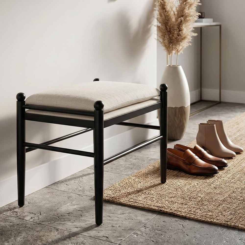 Kmax Ottoman Bench, 19 Inch Tall Vanity Makeup Chairs No Wheels, Upholstered ...