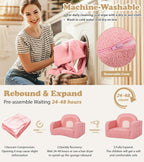 Foryoomi Kids Couch, 2-in-1 Soft Toddler Couch Fold Out with Blanket, Comfy Toddler Chair, Convertible Sofa, Gifts for Kids Girl Boys, Medium Pink Rainbow