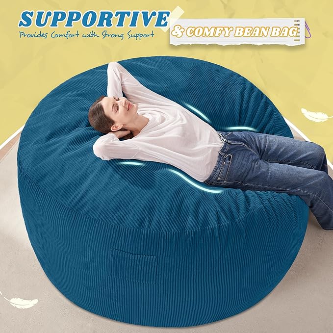 HABUTWAY 5FT Bean Bag Chair,Giant Bean Bag Chairs for Adults,Big Bean Bags wi...